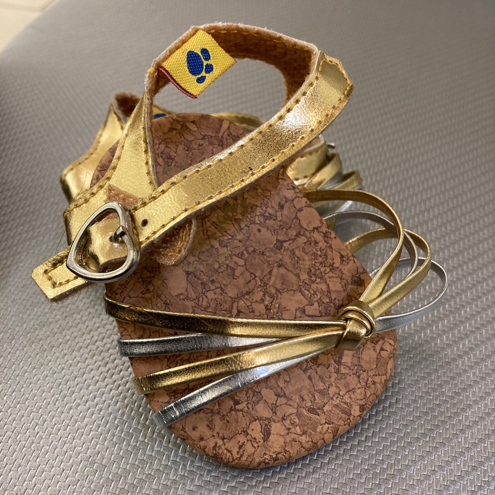 Build A Bear BAB Workshop ADORABLE SILVER AND GOLD BEAR HIGH HEELS